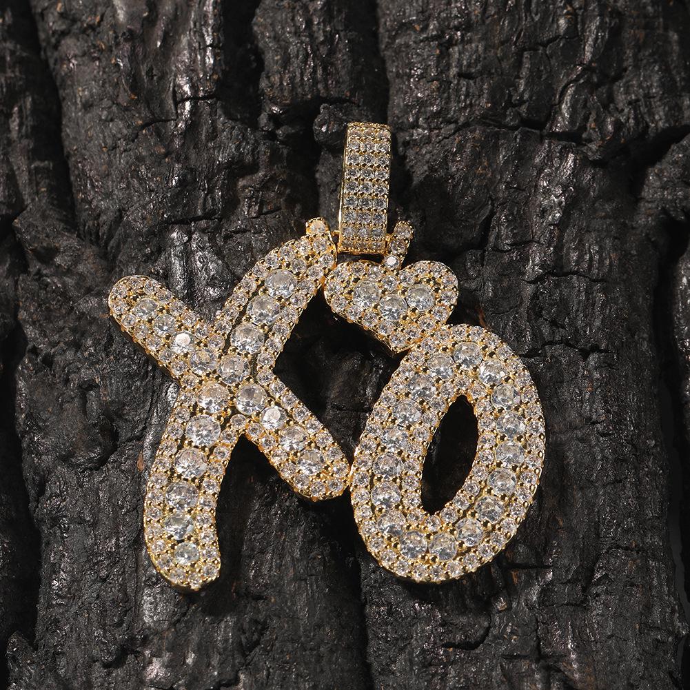 XO Heart Letter Pendant Necklace for Couples – Trendy Hip Hop Style
