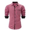 Herren Frühling Herbst Langarmhemd Mode Patchwork Revers Top Mann Business Button Up Casual Shirts
