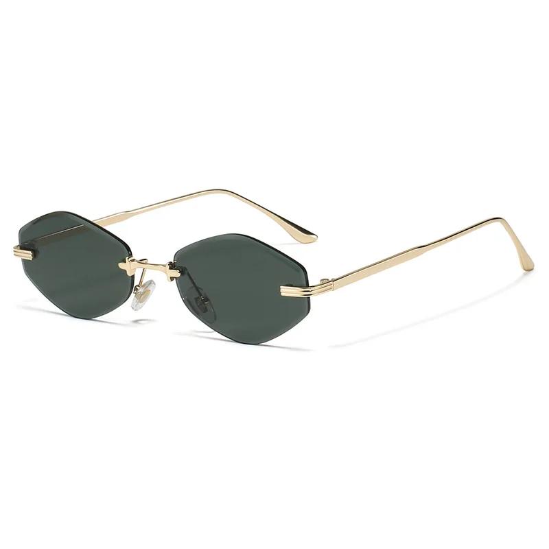 European and American Metal Frameless Polygonal Sunglasses Fashionable and Trendy Street Photography High-end Sunscreen OpticalGlasses