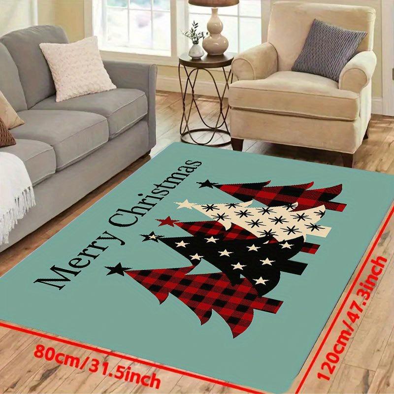 1Pcs Anti Fatigue Kitchen Rugs Christmas Plaid Trees Print Waterproof Non-Slip Thick Cushioned Kitchen Mat Heavy Duty Comfort Standing Mat for Kitchen
