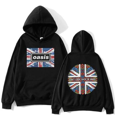 O-Oasis Graphic Hoodies British Rock Band Vintage Hooded Sweatshirts Men's Women Hip Hop Fashion Long Sleeves Oversized Pullover