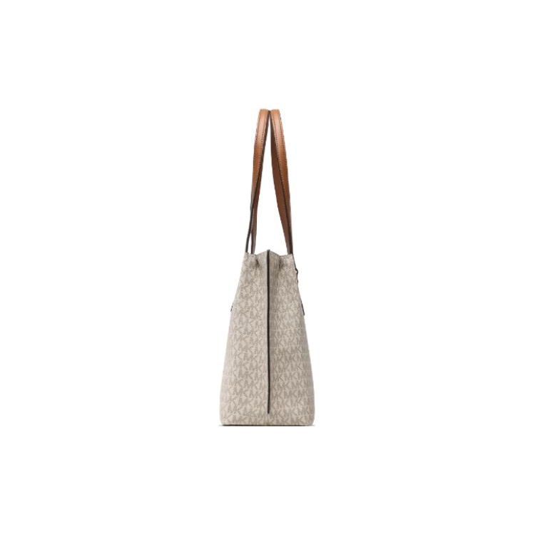 Michael Kors Mk Ruby Monogram Commuter Large Capacity Tote Bag Women Tote Bag Vanilla-White Acorn-Brown 30S3GR0T3B-149