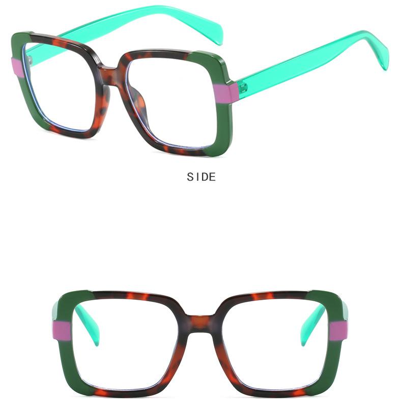 Damebriller personlig fargeblokk firkantet brilleinnfatning anti-blått lys optisk brilleinnfatning godteri farge flatt speil