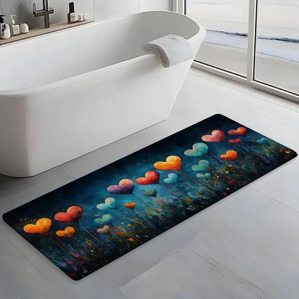 VIKAMA Colorful Heart Balloon Carpet Night Sky Grass Kitchen Rug Soft Doormat Rug For Bedroom Carpet For Live Room Bathroom Mat