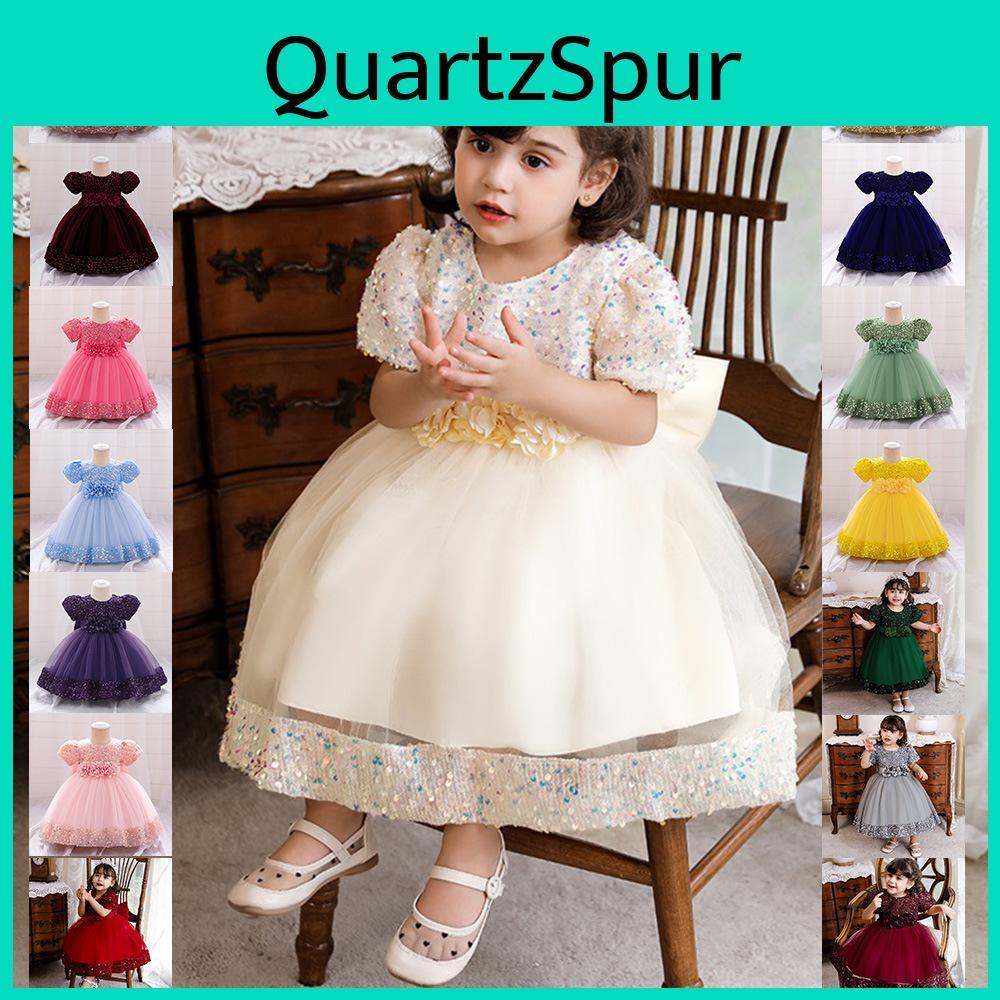 Sequin Kids Dress Summer Birthday Wedding Flower Girls Dress Toddler Baptism 1st Birthday Dress Baby Girl Clothes Princess Wedding Party Kids Costume