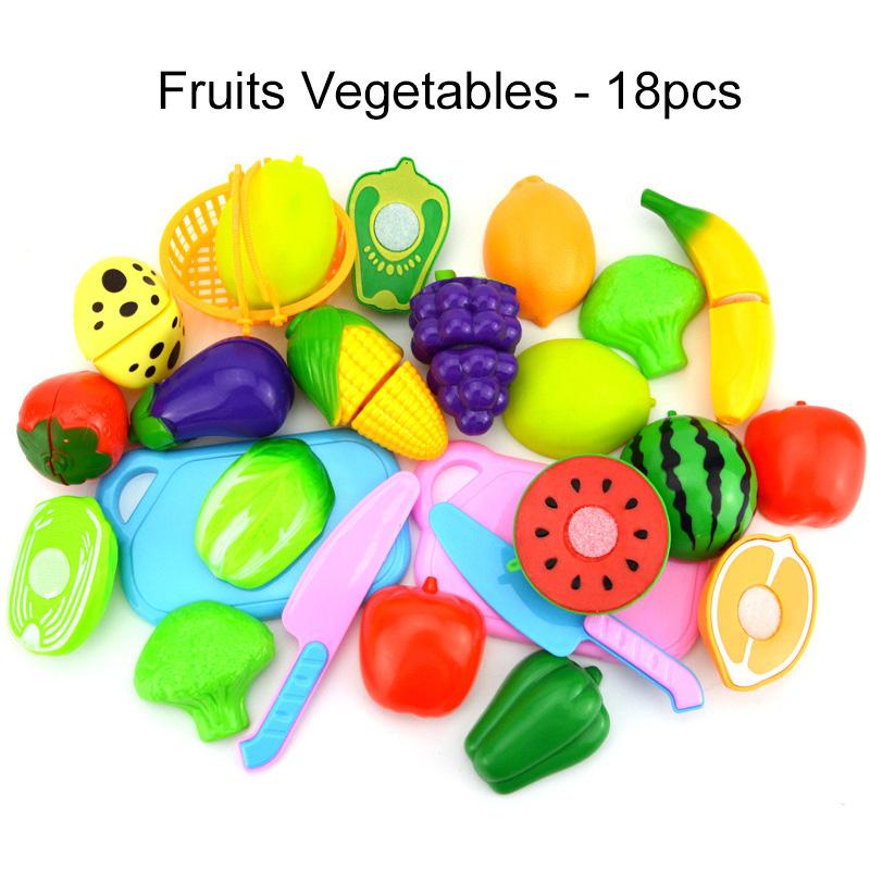 Children Simulated Cutting Play Toys Fruit Vegetable Cake Kids Pretend Play Parent-child Interaction Toy for Birthday Gift TMZ