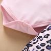 Newborn Infant  Valentine Print Romper Bodysuit+Leopard Print Pants Set