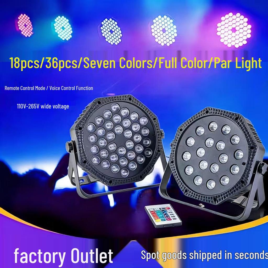 New 18/36-Bead LED Wash Par Stage Light for Live Broadcasts & Dance Studios - 7-Color Lighting