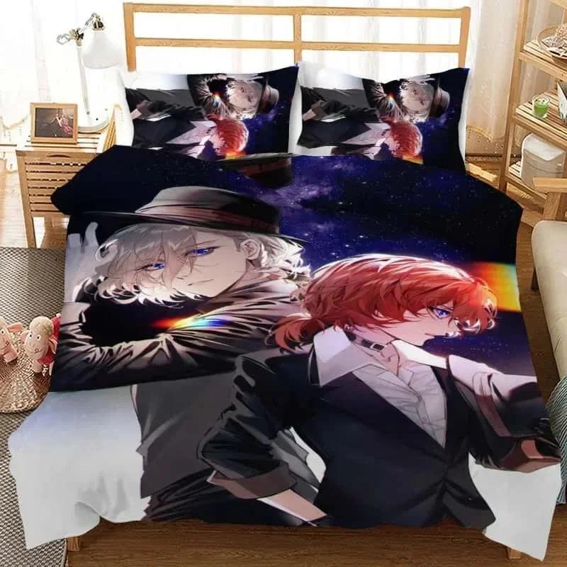 3D Kreslený Set Povlaku na Přikrývku Bungo Stray Dogs Příběhy Ztracených Ložní Sety Přikrývka Povlak na Přikrývku Povlak na Polštář Pro Domácí Textil