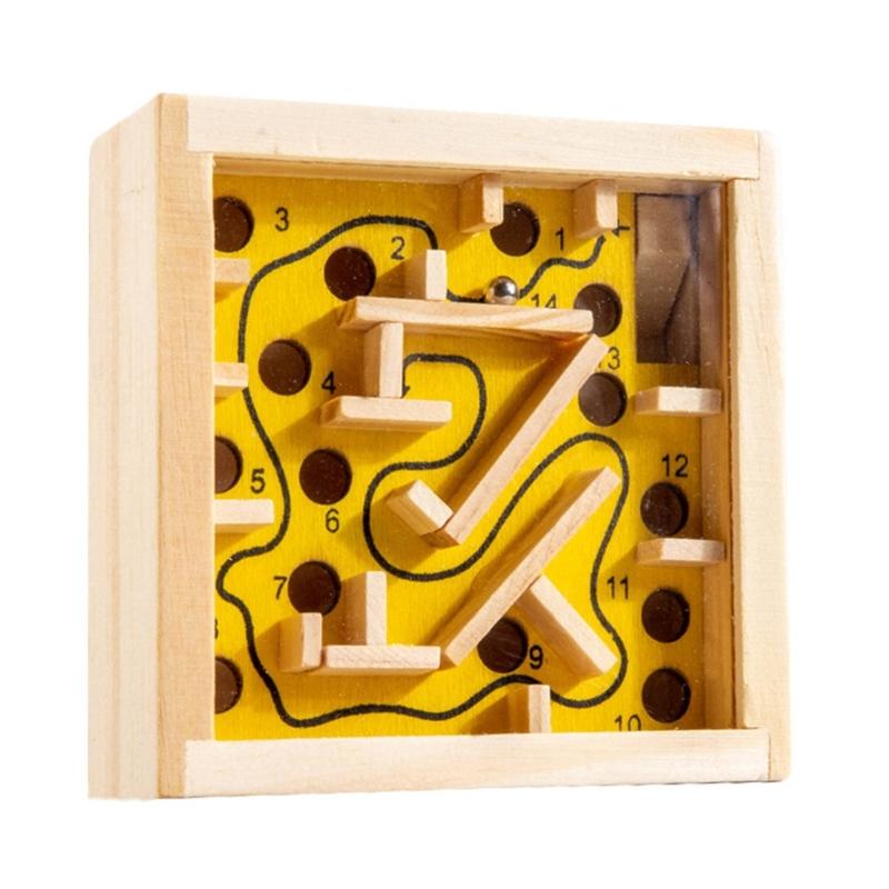 Children Wooden Labyrinths Puzzle Toy With Marble Balance Game For Problem Solving Development And Hand Eye Coordination