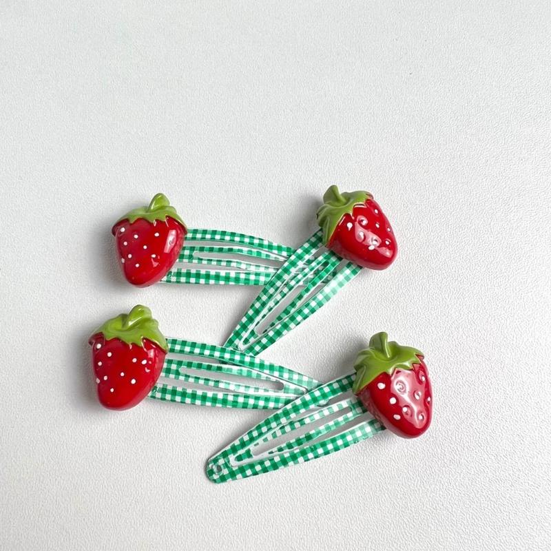 2-Pack Fruit Hair Clip Small Metal Snap Hairpins for Women Kids Toddlers Girls