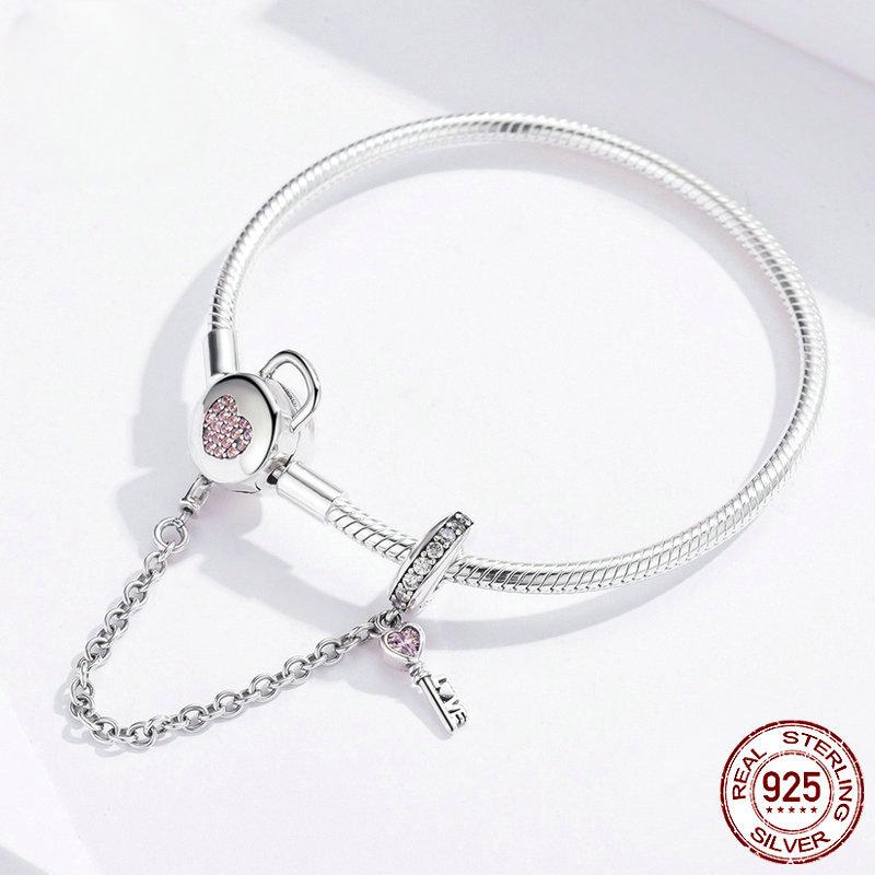 Außenhandel Valentinstag Geschenk Herz Schlüssel Mode DIY Grundlegende Kette S925 Sterling Silber Armband