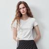Chuyu Women's Striped Texture Slim-Fit Short-Sleeve T-Shirt