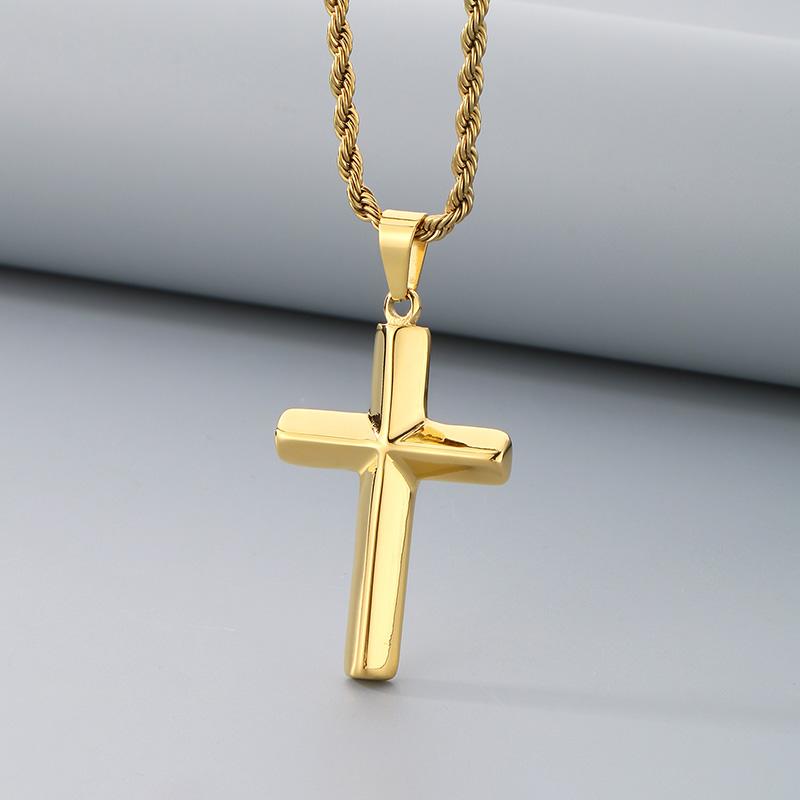 

Kalen Shiny Gold Color Corss Pendant Necklace for Men Women Hip Hop Stainless Steel Jewelry Trendy Accessories Gift Wholesalers 60cm золотий