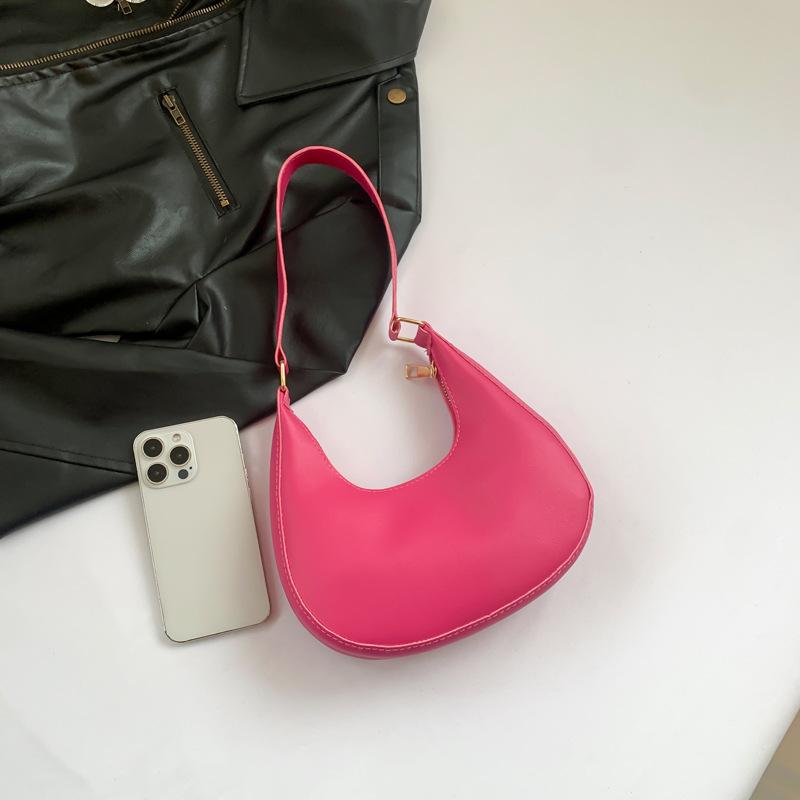 Handbag Women's 2025 Summer New Popular Underarm Shoulder Simple Texture Solid Color Foreign Gas Crescent Bag Small Women's Bag