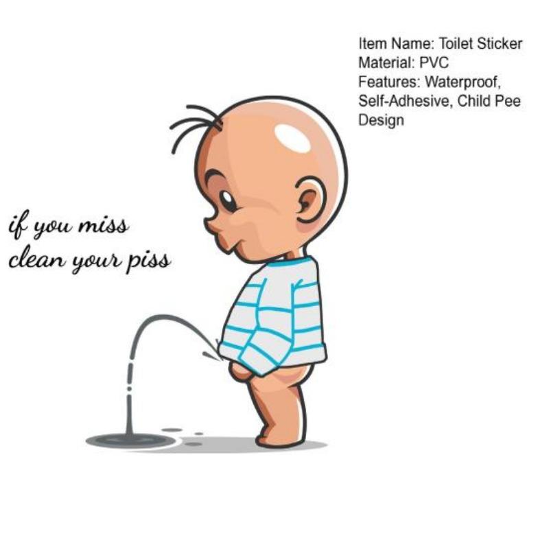 Sticker Decal Waterproof Lovely Adorable Creative Novelty Decorative PVC Child Pee Toilet Decal Household Supplies