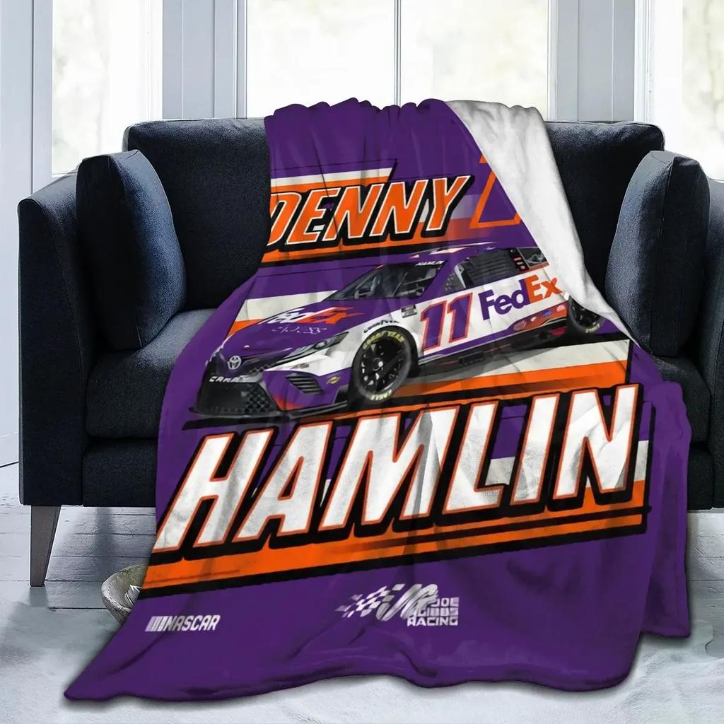 Denny Hamlin 11 All Season Fleece Blanket Throw Ultra Soft Flannel Blanket Digital Printed Premium Fluffy Microfiber Fleece