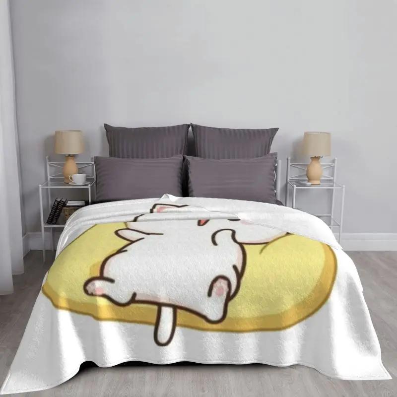 Peach And Goma Mochi Cat Blanket Soft Fleece Spring Warm Flannel Throw Blankets for Sofa Travel Bed Bedspread