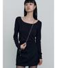 MAKE A TOAST Angora Long Sleeve T-Shirt Black Mbefto008Bk
