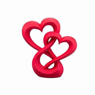 Beste Wünsche 3D-gedrucktes Doppelherz-Ornament Geschenke für Liebende Kreative Liebes-Miniaturdekoration Süßes Auto-Innenraum-Ornament Party