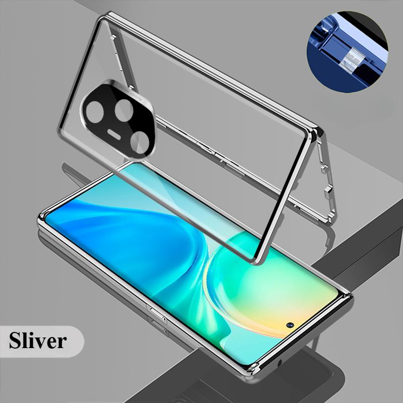360° Clear Double Sided Glass Magnetic Adsorption Metal Bumper Phone Case for Honor 400 400 Pro 400 Lite Hidden Buckle Lens Protect Shockproof Cover