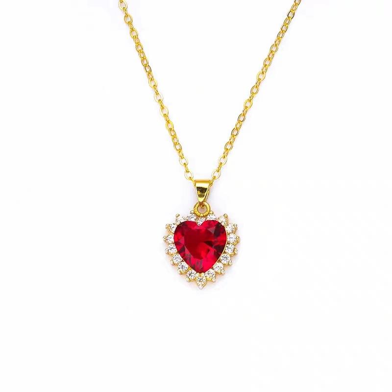 Ruby Love Necklace Women'S High Sense Versatile Micro-Set Pendant