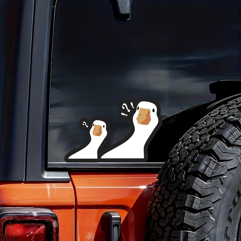 Funny Confused Geese Cartoon Vinyl Car Sticker - Single Use Car Exterior Accessory, Vehicle Humor Decor, Auto Accessory