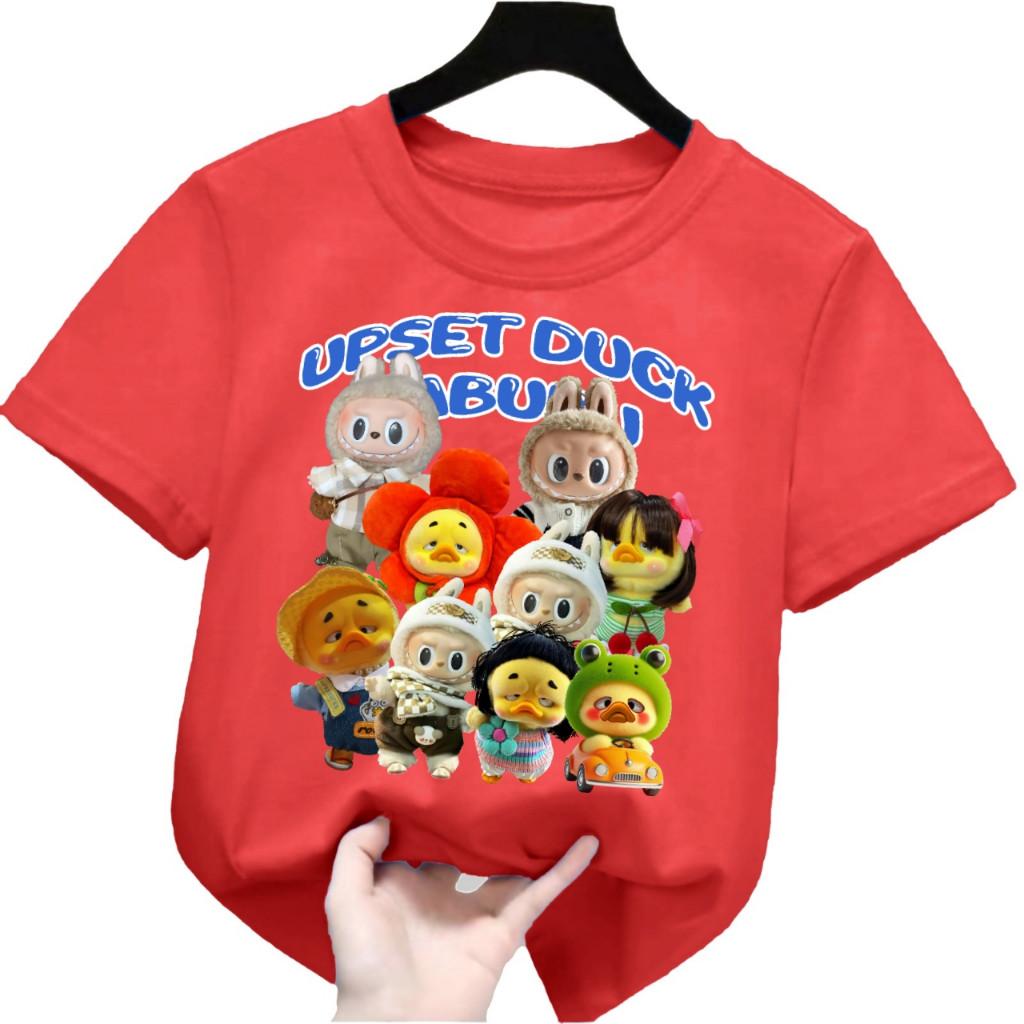 New Labubu T-shirt Children's Multi Color Round Neck Short Sleeve Cartoon Printed Girls' Top
