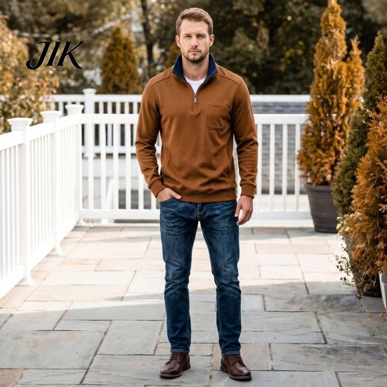 Activewear Men Quarter Zipper Pullover Sweatshirt, Mock Neck Long Sleeve Casual Lightweight Athletic Tops Shirt, Loose Fit Fall Winter for Workout
