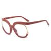 TEMU popular fashion glasses frame female, personalized half frame glasses frame Internet celebrity flat mirror anti-blue light