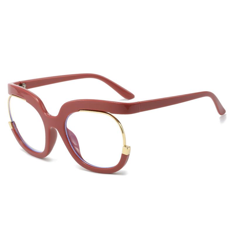 TEMU popular fashion glasses frame female, personalized half frame glasses frame Internet celebrity flat mirror anti-blue light