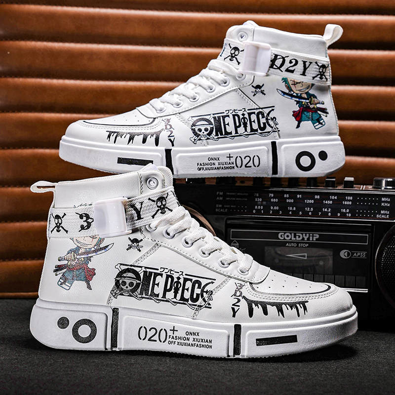 

Factory direct sales high-top shoes men s fashion animation primary and secondary school students board shoes couple trend cartoon casual shoes 44