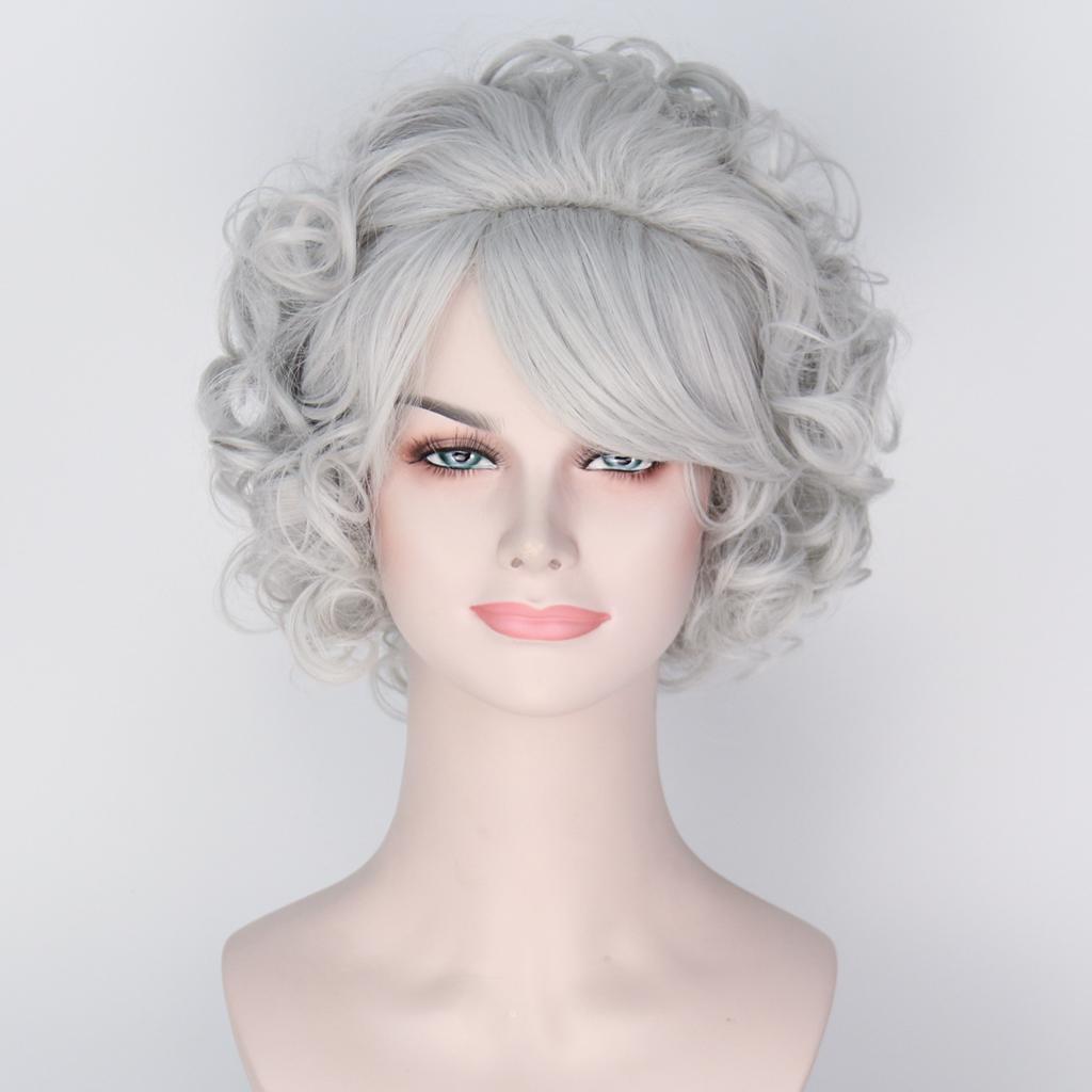 Women's Synthetic Curly Wig Short High Top with Bangs for Stage Performance Cosplay Costume Party Halloween Gift