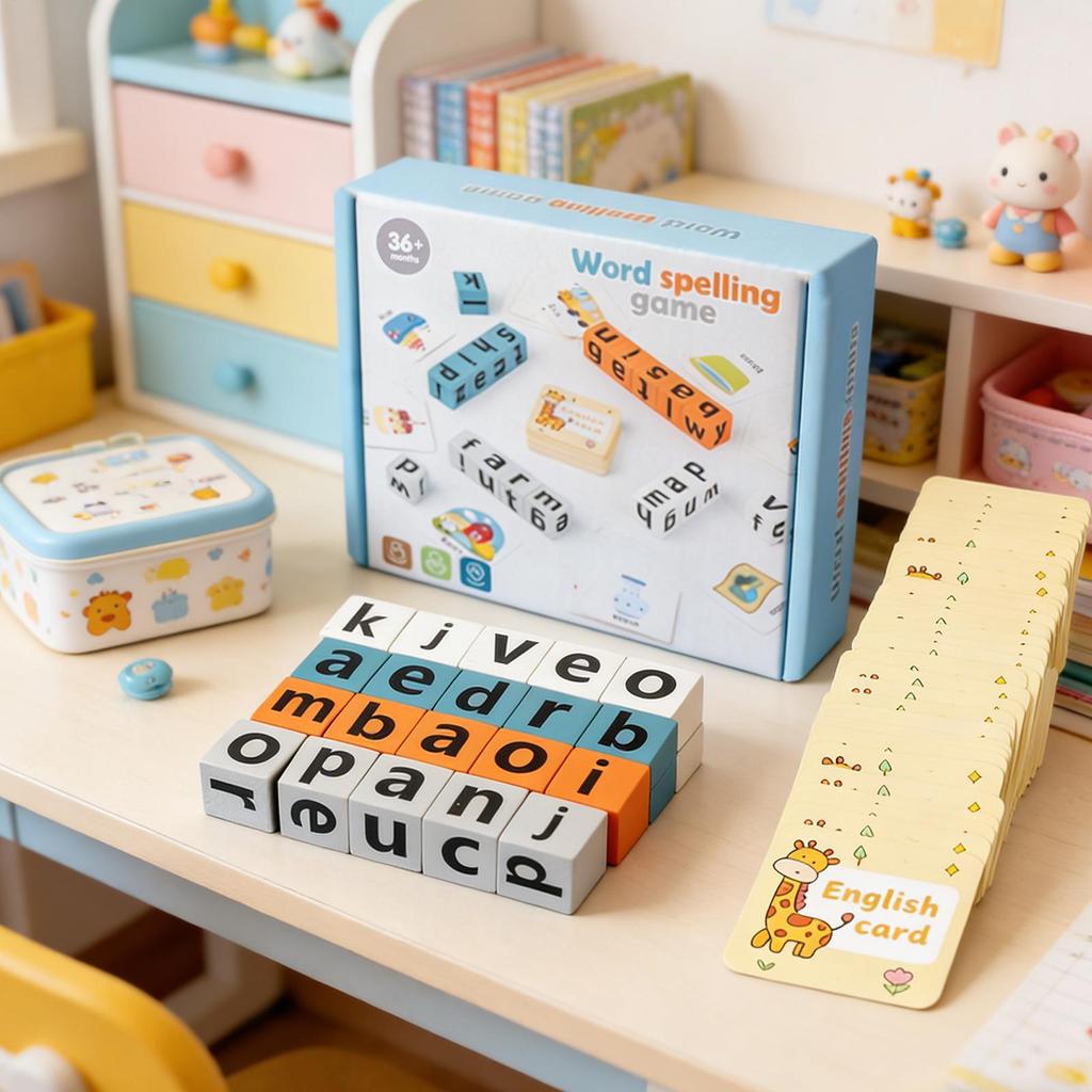 Kindergarten Learning Games Wooden Interactive Alphabet Spelling Learning Toy Kids Word Spelling Games for Kids Boys Girls