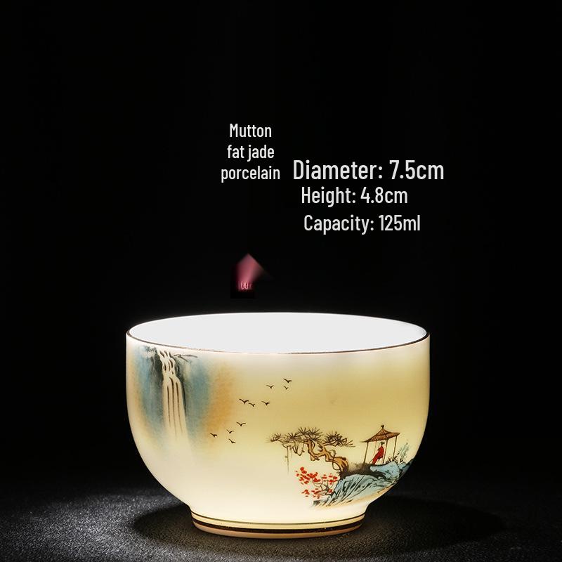 Sheep Fat Jade Porcelain Teacup: Chinese Ceramic Master Cup for Tea Tasting