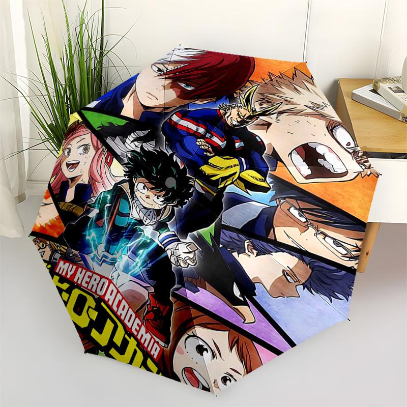 1pc My Hero Academia Automatic Folding Umbrella, Portable 3-Fold Design, 8-Bone Iron Frame Outdoor Umbrella, Ideal Gift for Fans, Travelers, Everyday