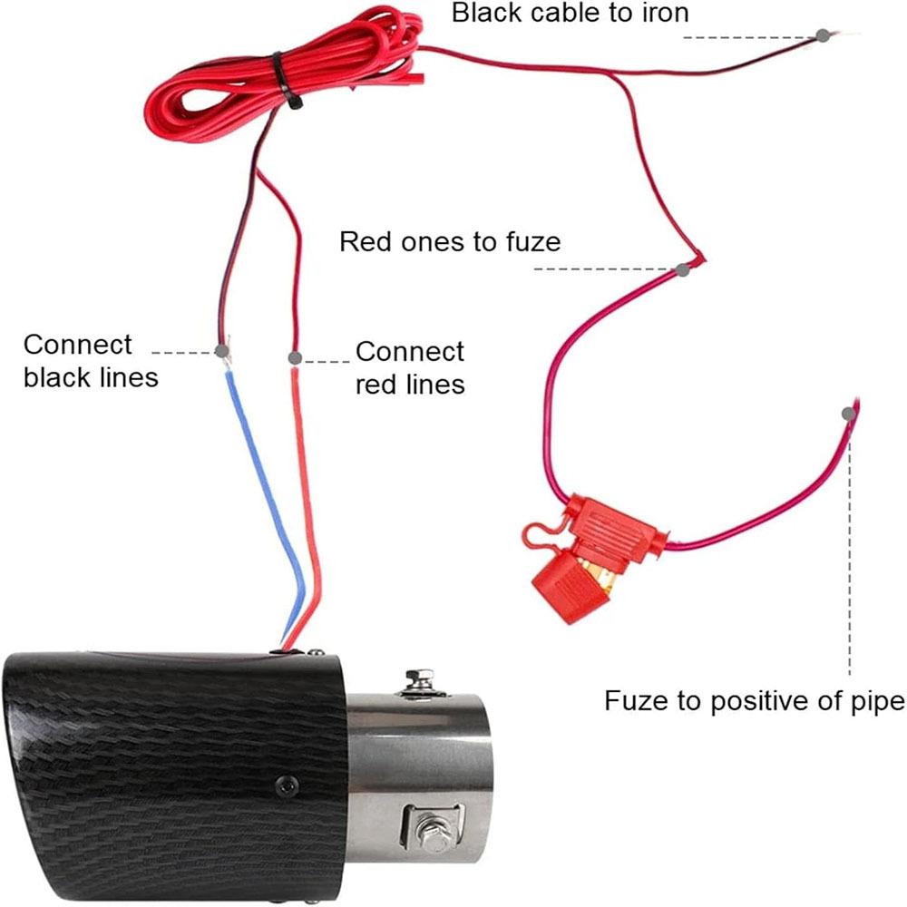 Car modification carbon fiber light-emitting tailpipe with, high temperature resistant LED light modification car exhaust pipe f