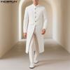 Men Autumn Long Sleeve Buttons High Splits Long Coats Windbreaker