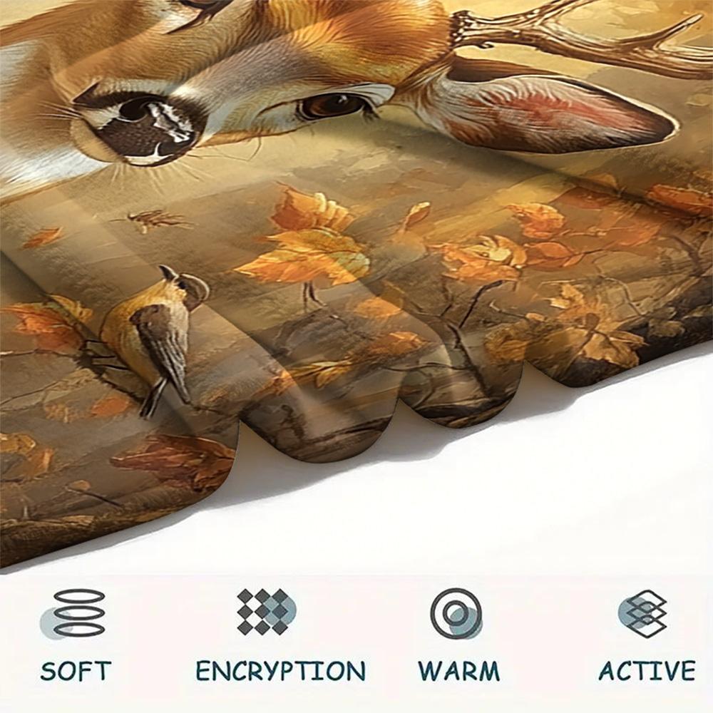 Deer Print Flannel Blanket, High Quality Comfortable for All Seasons, Home Decor, Warmth and Comfort, Perfect for Christmas Gifts