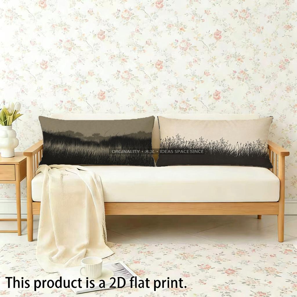 Minimalist Grassland Pattern Pillowcase Suitable For Sofa Bedroom Car Pillow Cover Cushion Rectangular Back Cushion