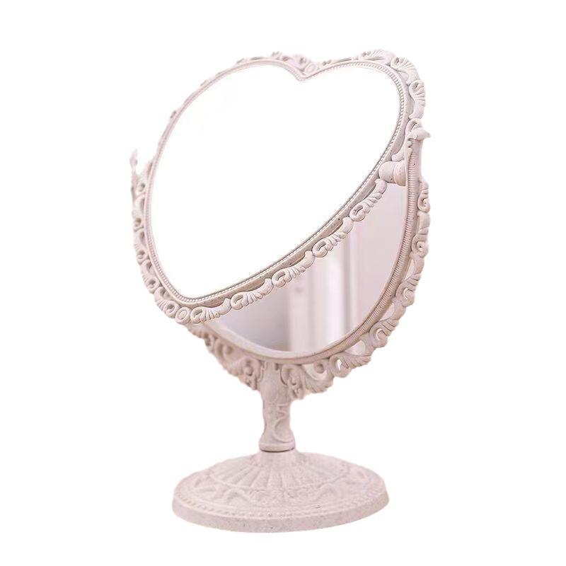 Specchio per Trucco Retro a Forma di Cuore Double-Sided Stile Coreano con Piccolo Design da Tavolo Europeo