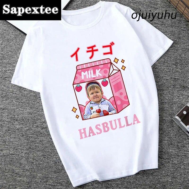 Team Hasbulla Shirt 2024 Damen Kawaii Grafik Hasbulla T-Shirt Unisex Grunge Lustiges Cartoon T-Shirt Mode Niedliche Oberteile Unisex 90er