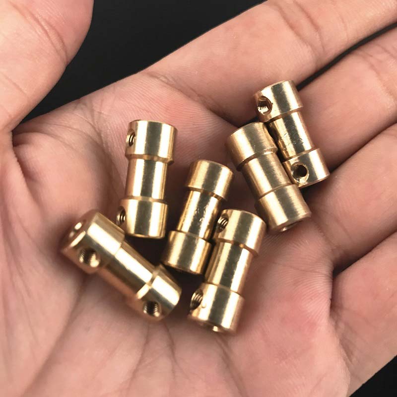 2pcs Brass Motor Shaft Coupling 2mm 2.3mm 3mm-6mm Copper Transmission Joint Connector Sleeve Adapter For RC Boat Car Airplane