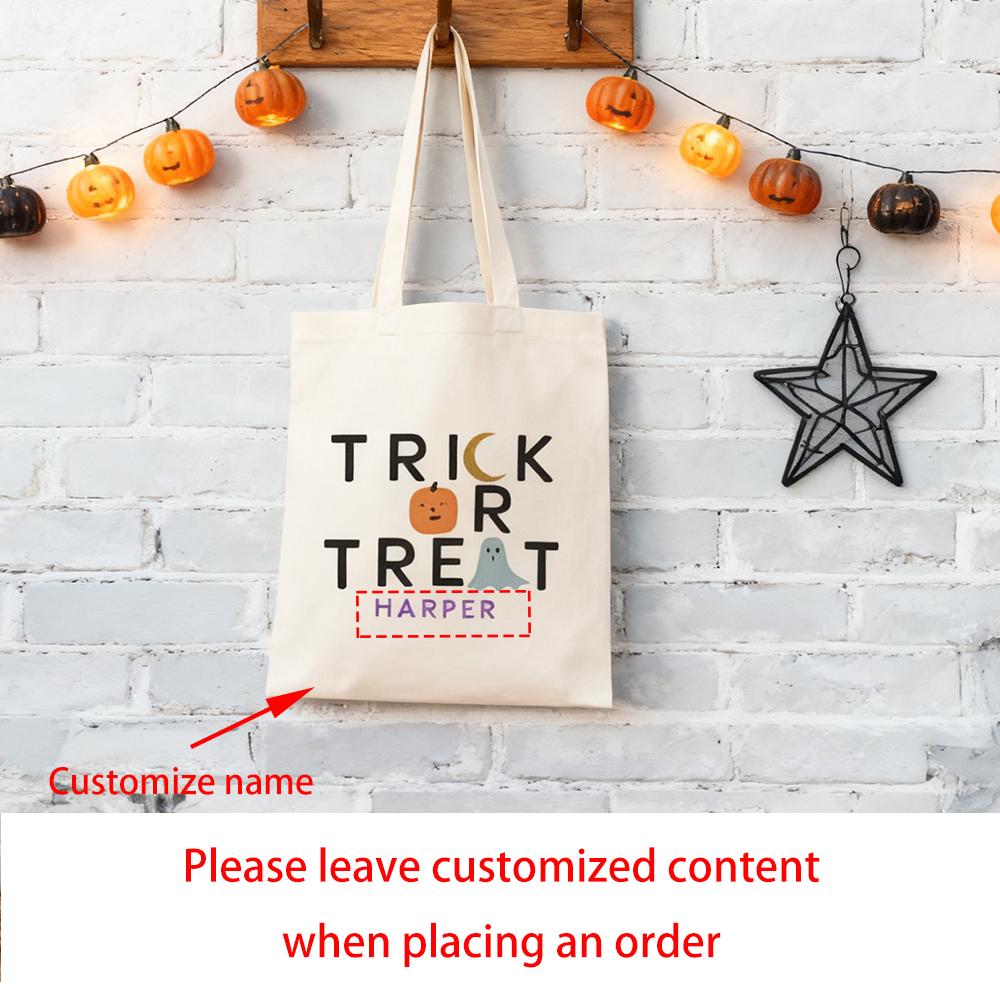 

Personalized Kids Trick or Treat Bag with Name Tote Bag Halloween Bucket Gift Halloween Party Decor Grocery Shopping Candy Bag 1pcs20x22cm
