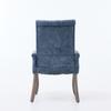 Upholstered Chenille Fabric Accent Dining Chair, Curved Solid Wood Legs, Elegant Tufted Dining Room Kitchen Arm Chair, Single Pack, Blue, DE1895BL