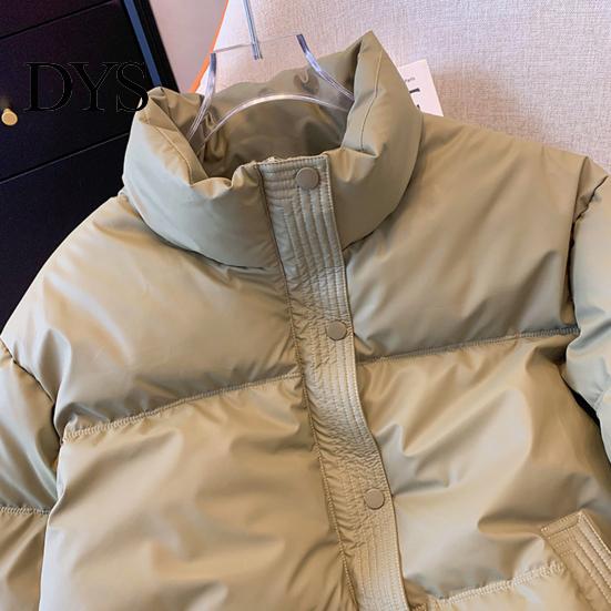 Women Daily Coat Winter Down Thickened Padded Stand Collar Pockets Single-breasted Windproof Zipper Closure Long Sleeves Heat Retention Warm