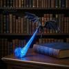 Unique Bookshelf Ornaments Dragon Nook Light 3D Printed Fire-Breathing Fantasy Shelf Decor with Flame Flying Desk Figurine Base Figurine Halloween