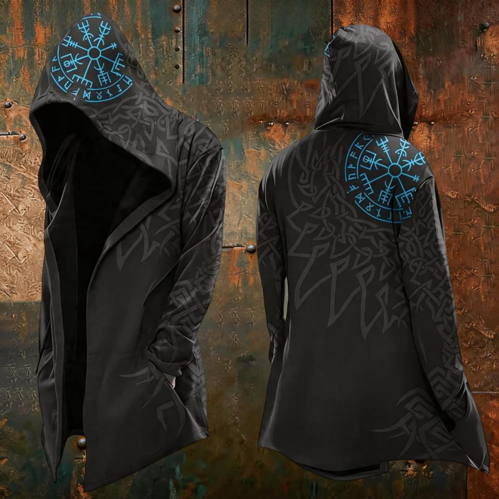 Men's Halloween Print Loose Fit Zip-Up Hoodie Jacket for Costume Party