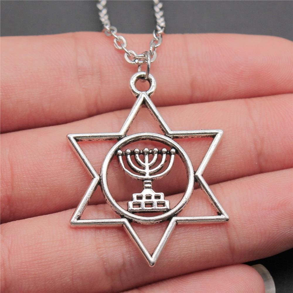 25 Stile Je Menora Davidstern Hexagram Anhänger Halskette Choker Charme Fabrikpreis Schmuck