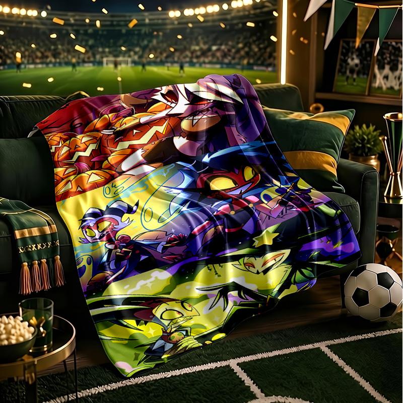Cityscape Hazbin Nightmares Throws Blanket Flannel Blankets Plush for Couch Bed Gifts for Men Women Travel picnic blanket Christmas fan gifts